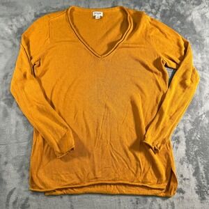 J. Crew Women's Mustard Yellow V Neck Long Sleeve Sweater Size S